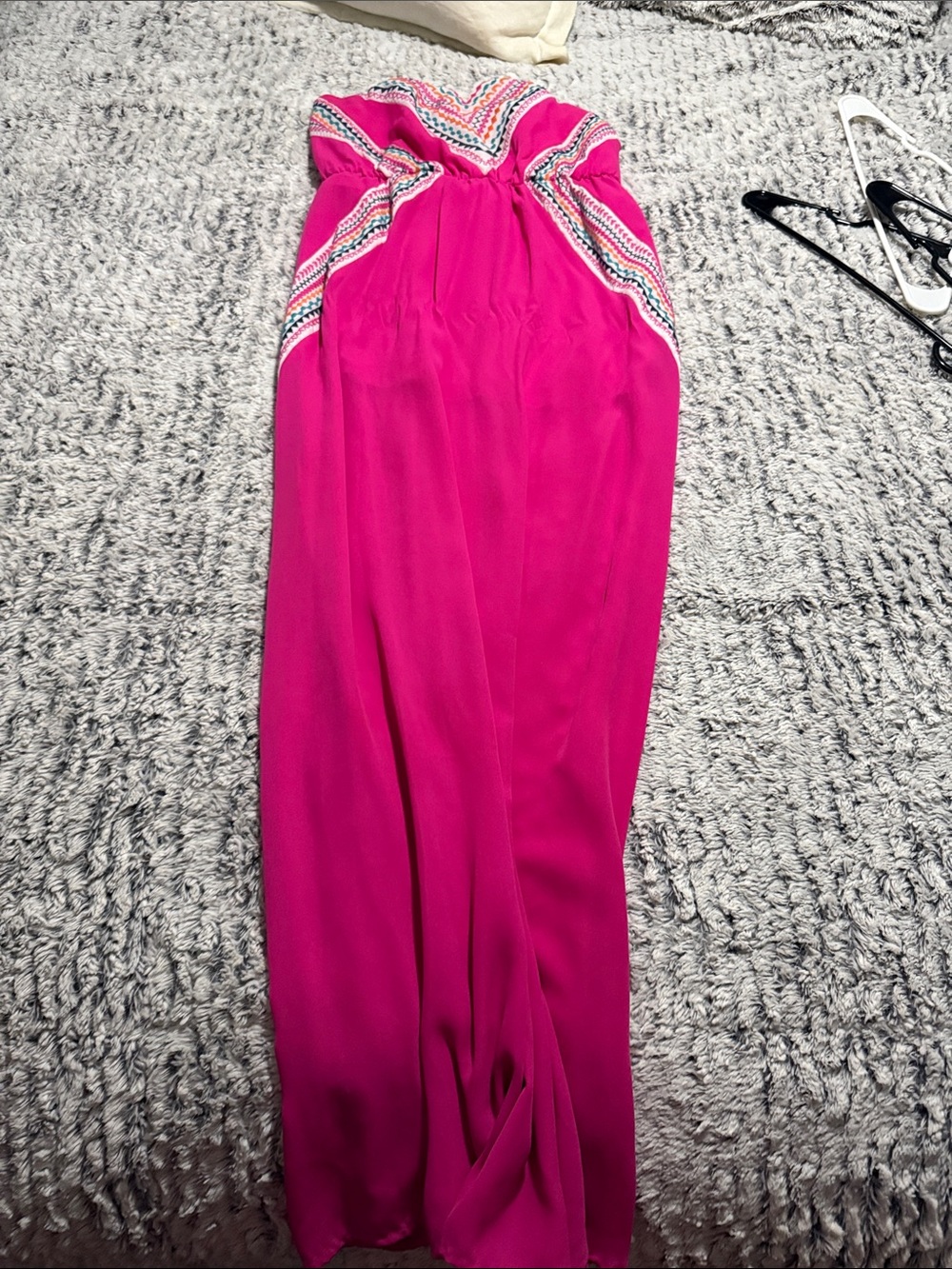 Strapless Embroidered Waist Fuchsia tube dress